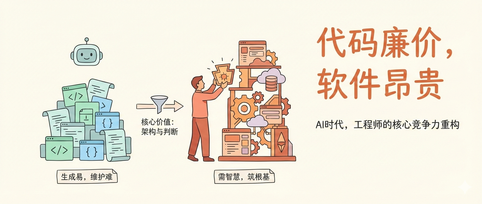 代码日趋廉价，软件依然昂贵