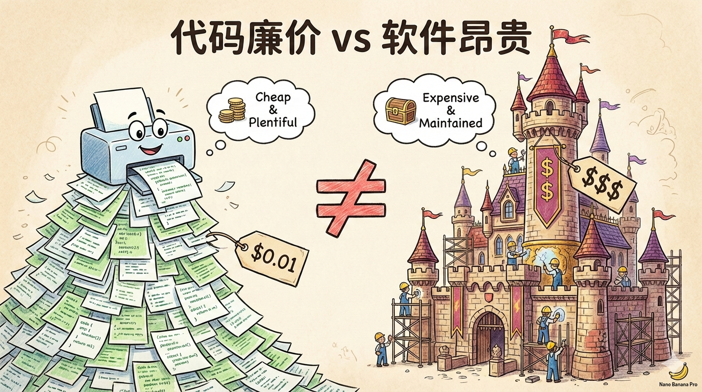 代码廉价，软件昂贵