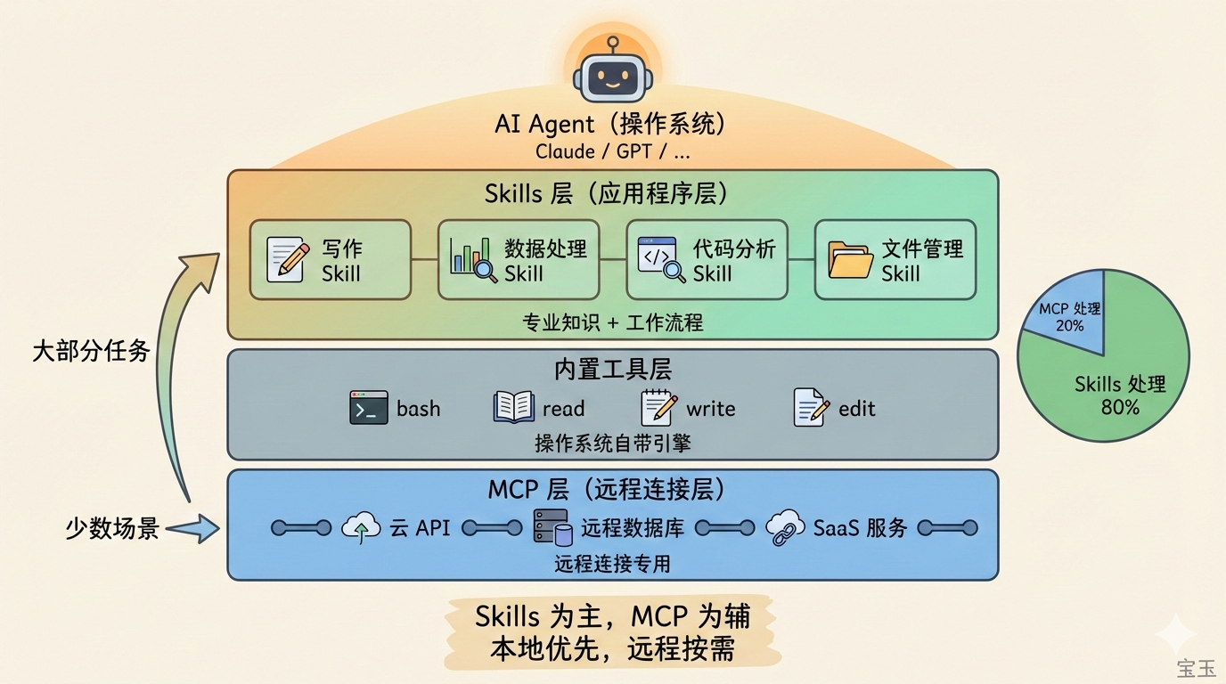未来架构:Skills 为主,MCP 为辅