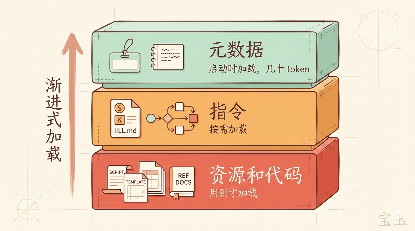 Skill 的三层架构：元数据、指令、资源代码