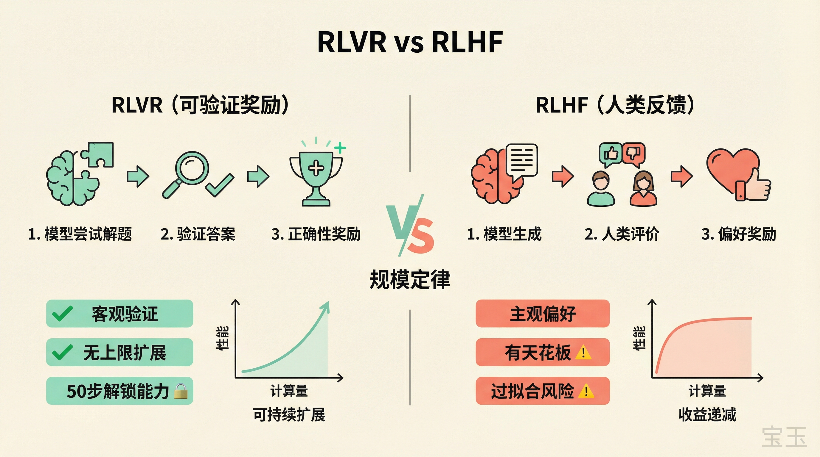 RLVR 与 RLHF 对比