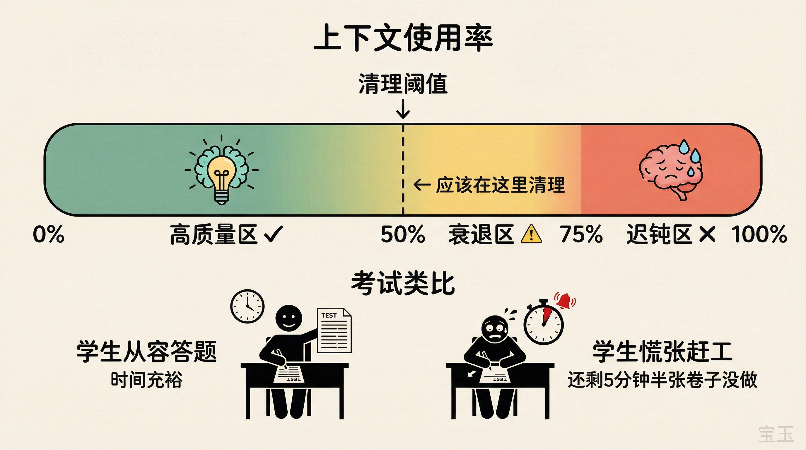 上下文中毒与"迟钝区"概念：50% 清理阈值