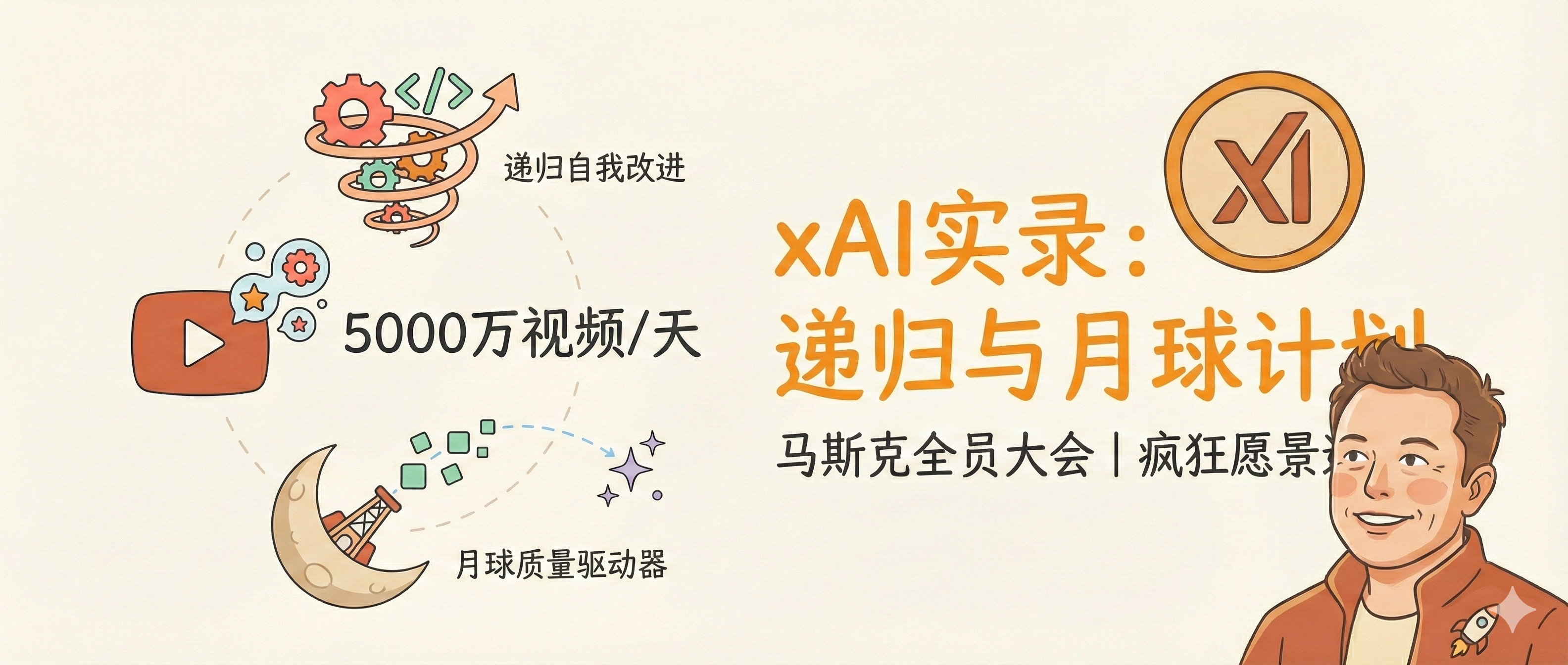xAI 全员大会实录：递归自我改进、5000 万视频/天、月球上的质量驱动器
