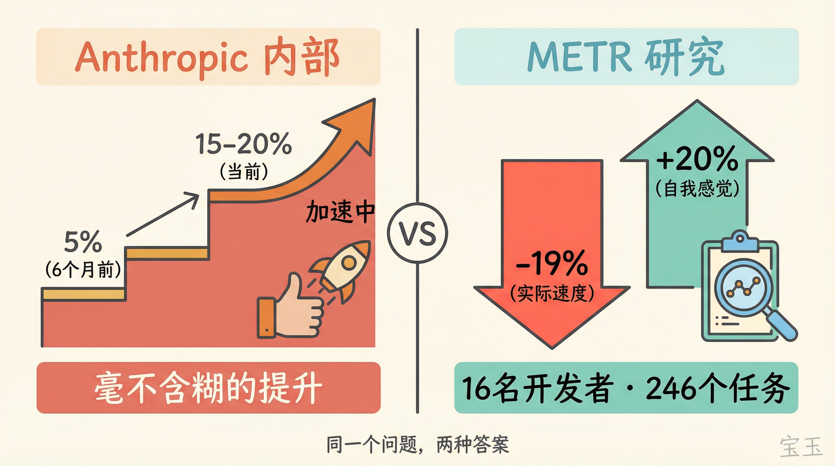 AI 编程生产力:Anthropic 内部数据 vs METR 独立研究