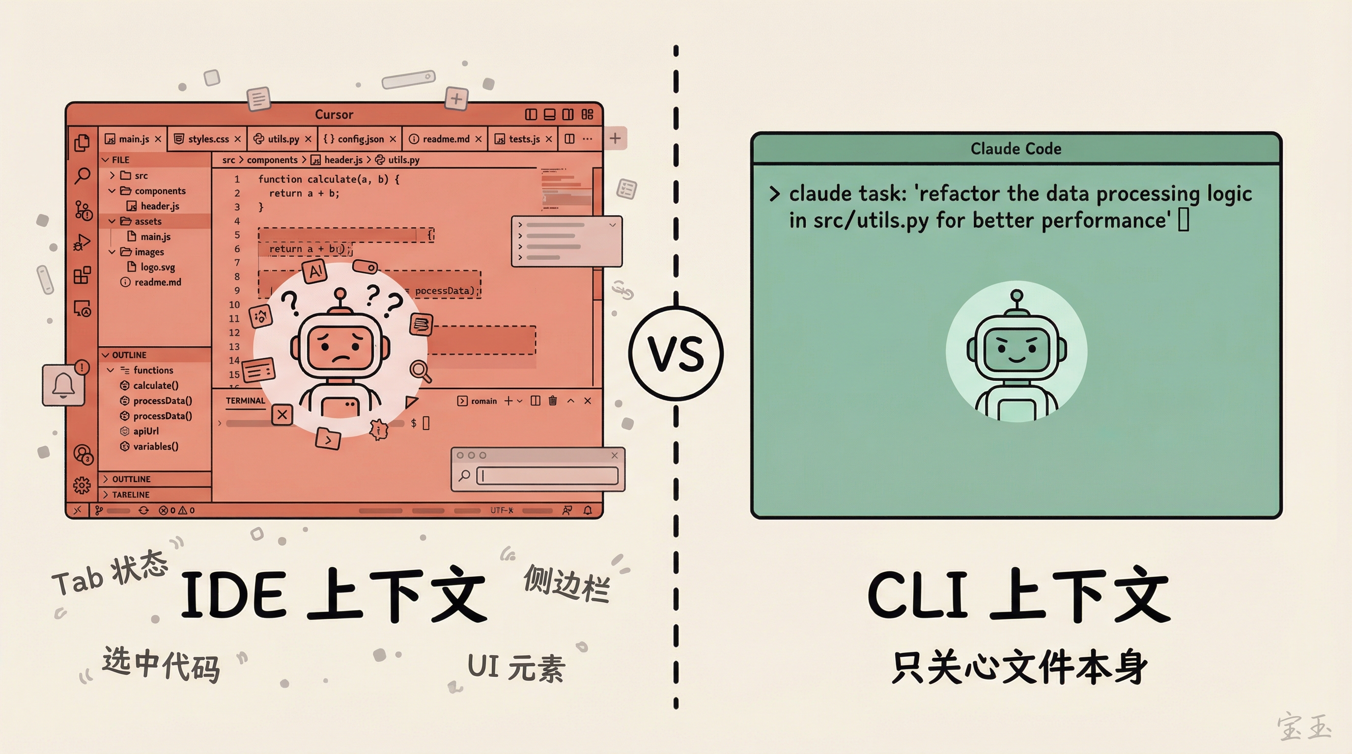 IDE 上下文污染 vs CLI 干净上下文