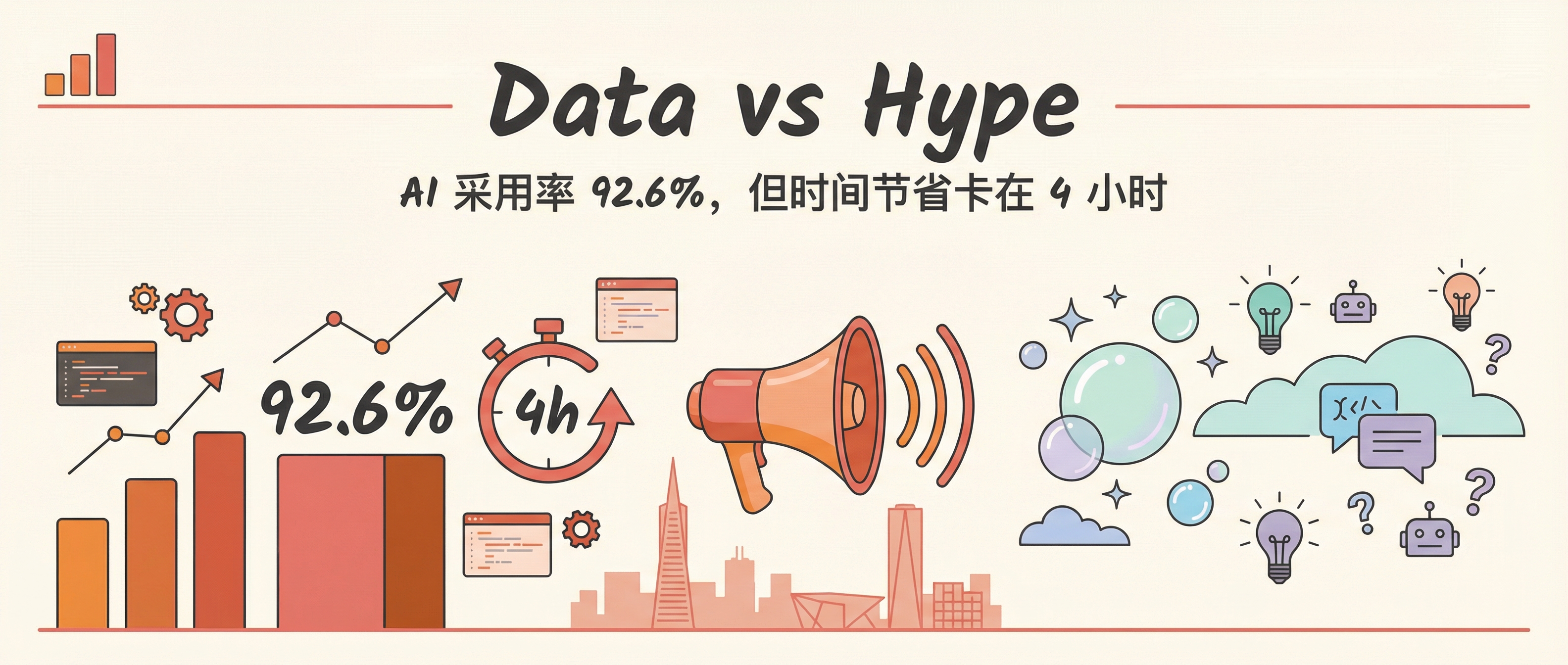 92.6% 开发者每月使用 AI 编码助手,但每周节省时间只有 4 小时