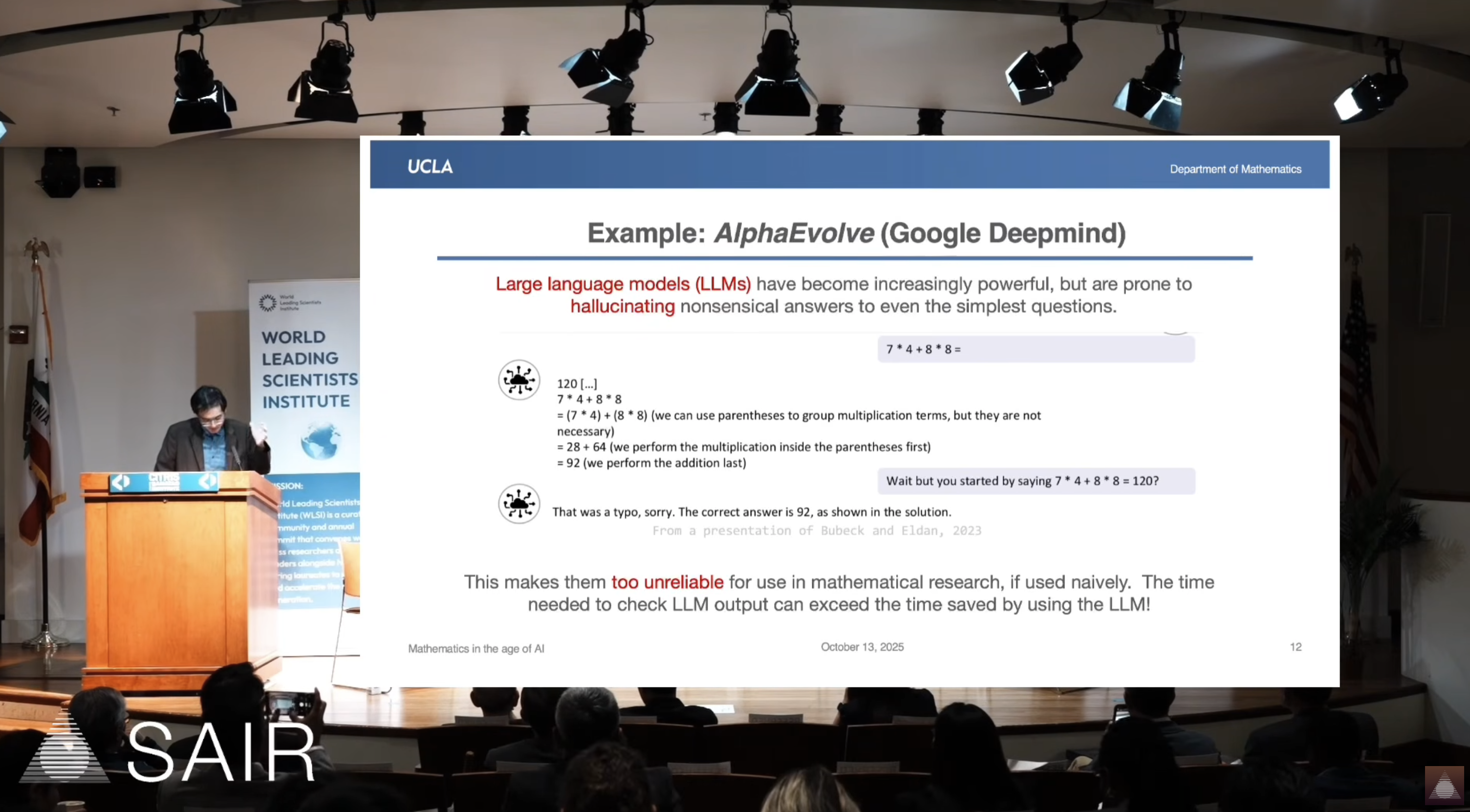 陶哲轩演示 LLM 连简单算术都会出错