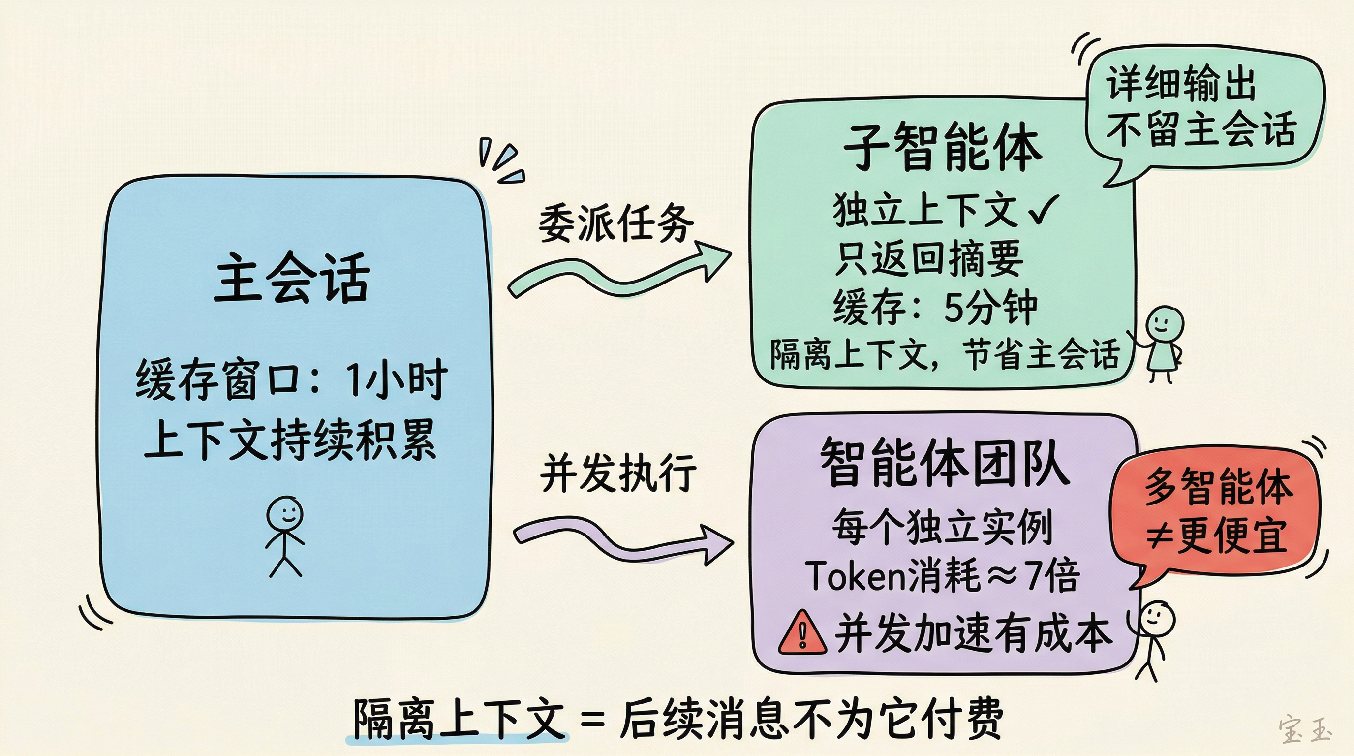 主会话、子智能体与智能体团队的委派关系