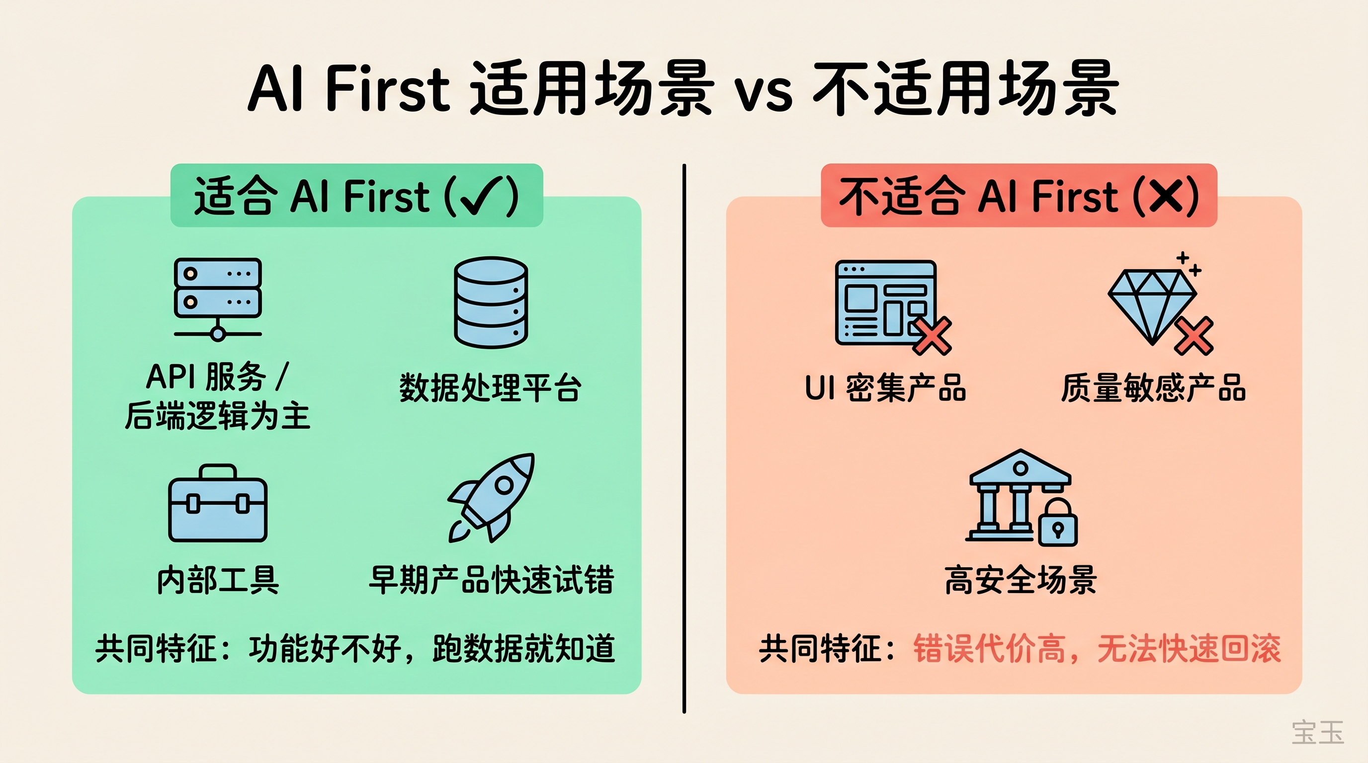 AI First 适用场景 vs 不适用场景