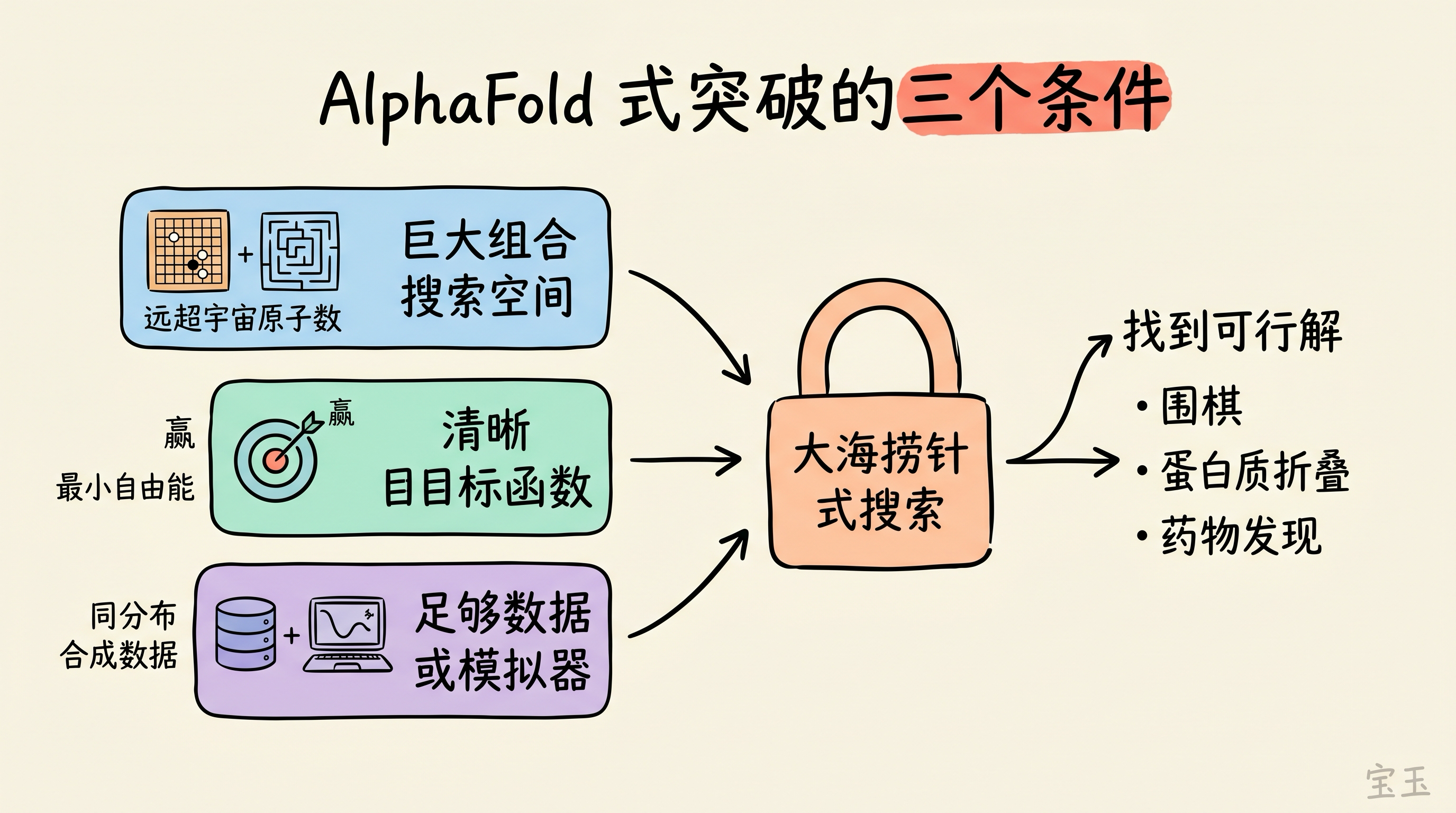 AlphaFold 式突破的三个条件