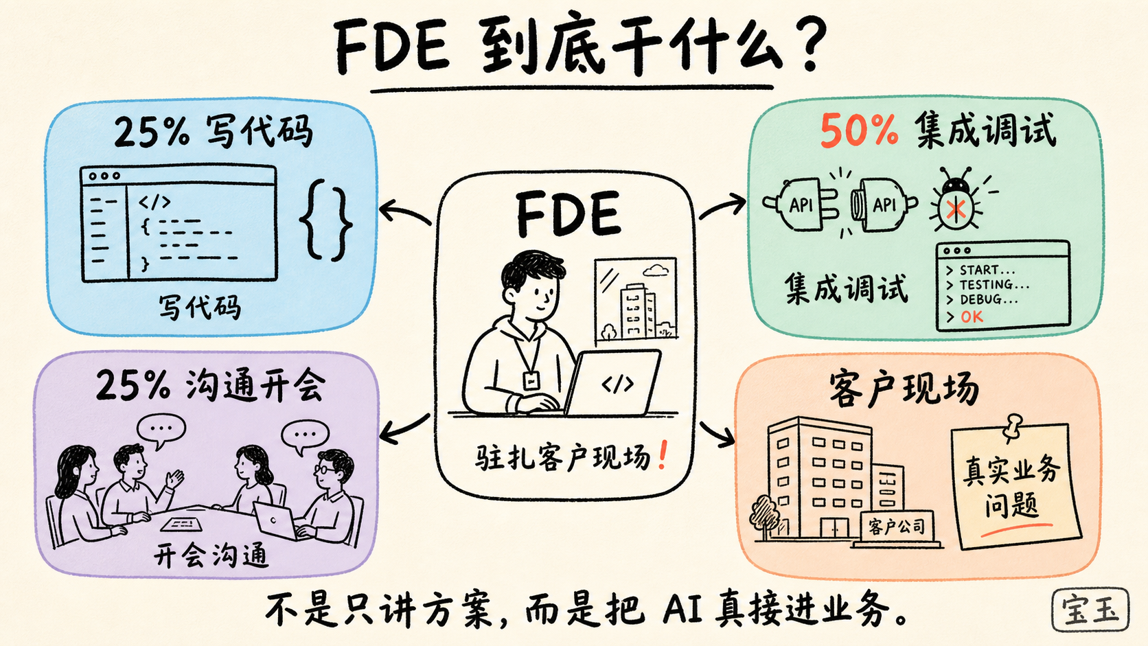 FDE 岗位职责比例示意图