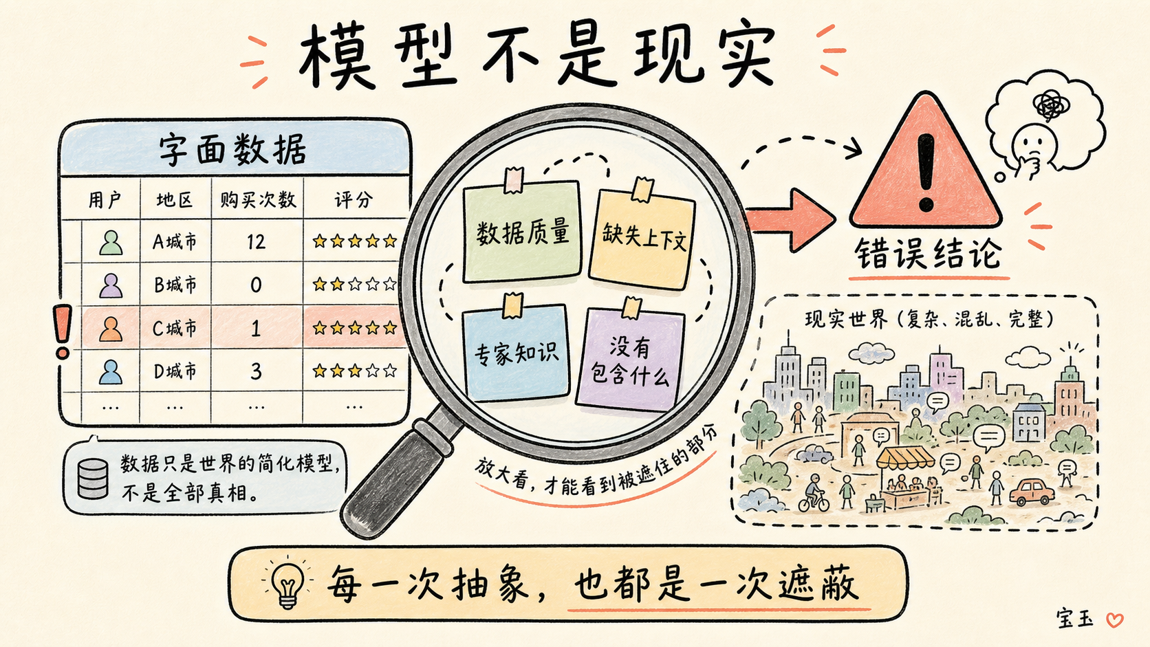 模型不是现实的数据盲区示意图